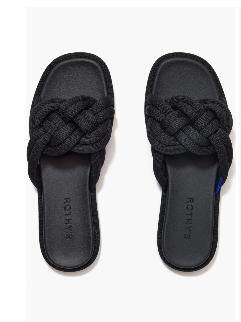 Rothy's The Summer Sandal Black Braided Knotted Slide Sandals Size 9.5 NWOT